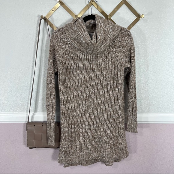 A New Day Target Brand XS White Tan Marbled Cowl-neck Knitted Sweater - Picture 7 of 8